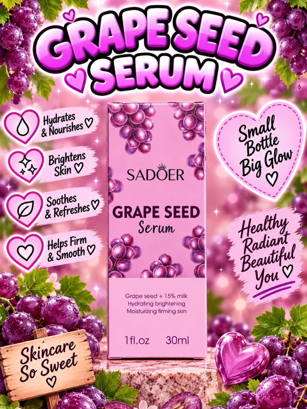 Sadoer Grape Seed Serum – Hydrating Brightening Serum